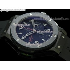 Hublot Big Bang Red Magic ARYTON SENNA Limited Edition Chronograph-Blue Dial Numeral Hour Markers-Black Rubber Strap