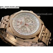 Breitling Bentley 30S Chronograph 18K Rose Gold-White Dial White Subdials-Stainless Steel bracelet