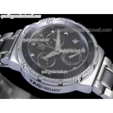 Tag Heuer Formula 1 Swiss Quartz Chronograph 37mm-Black Dial-Diamond Bezel