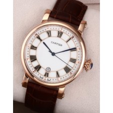 IWC Portofino Automatic Watch Swiss 2892 - White Dial With Roman Numeral Marker - Brown Leather Strap