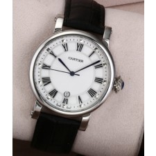 IWC Portofino Automatic Watch Swiss 2892 - White Dial With Roman Numeral Marker - Black Leather Strap