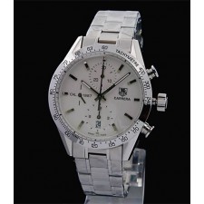 Tag Heuer Carrera Chronograph-White Dial Index Hour Markers-Stainless Steel Bracelet 