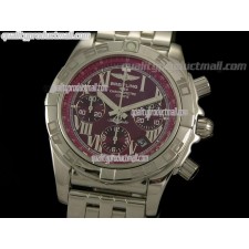 Breitling Chronomat B01 Chronograph-Burgundy Dial Roman Numeral Hour Markers-Stainless Steel Bracelet