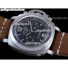 Panerai Luminor Daylight PAM213 Ratttrapante Chronograph-Black Dial Black Subdials-Brown Leather Strap