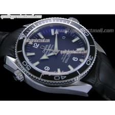 Omega Sea-Master Automatic-Black Dial Black Bezel-Lumed Stick Markers-Black Leather Strap