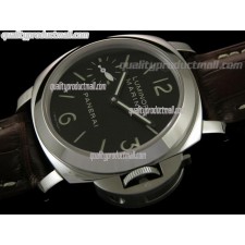 Panerai PAM111 Quartz Watch-Black Dial/Subdials-Black Crocrodile Leather Strap