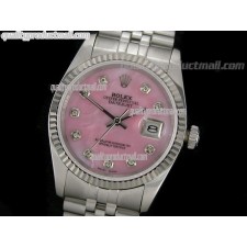 Rolex Datejust 36mm Swiss Automatic Watch-MOP Pink Dial Diamond Hour Markers-Stainless Steel Jubilee Bracelet 