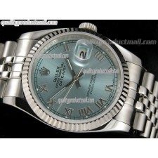 Rolex Datejust 36mm Swiss Automatic Watch-Lilac Sunburst Dial Roman Numeral Hour Markers-Stainless Steel Jubilee Bracelet 