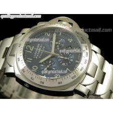 Panerai Luminor Daylight PAM224 Firenze Automatic Chronograph-Blue Dial/Subdials- Stainless Steel Bracelet 