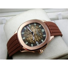 Patek Philippe Aquanaut Swiss Automatic Everose Gold Watch Cuboid Checkered Dial – Brown 