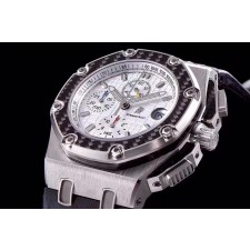 Audemars Piguet Royal Oak Offshore Juan Pablo Montoya Limited Edition Chronograph-White Checkered Dial-Black Leather Strap