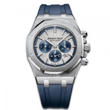 Audemars Piguet Royal Oak Automatic Chronograph 26326ST.OO.D027CA.01-Silver White Dial Blue Rubber Strap 