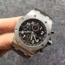 Audemars Piguet Royal Oak Offshore Swiss Automatic Chronograph-Black Dial-Black Leather Strap 