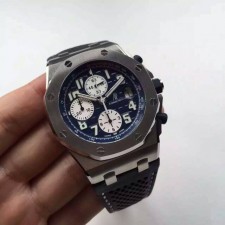 Audemars Piguet Royal Oak Offshore Swiss Automatic Chronograph-Blue Dial White Ring-Black Leather Strap