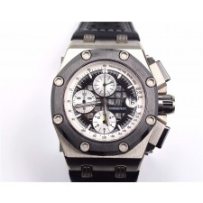 Audemars Piguet Royal Oak Ruben Barichello II Chronograph-Black Perforated Dial Index Hour Markers-Black Leatherr Strap