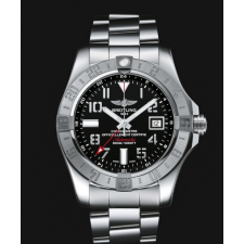 Breitling Avenger II GMT Swiss Automatic Watch Black Dial Steel Strap