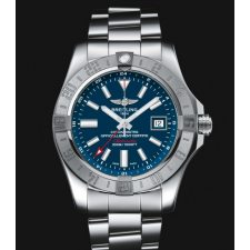 Breitling Avenger II GMT Swiss Automatic Watch Blue Dial SS Strap