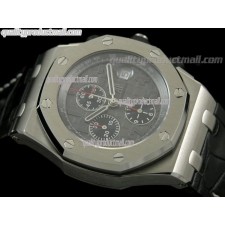 Audemars Piguet Royal Oak 2009 Grey Theme Edition-Grey Checkered Dial Numeral Hour Markers-Black Leather Strap