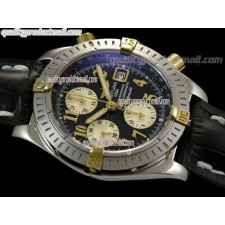 Breitling Choromat Evoluliton V3 Chronograh - Black Dial - Bi Tone - Leather Strap - Numerals