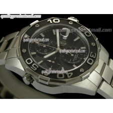 Tag Heuer Aquaracer 500M Chronograph-Black Dial-Stainless Steel Link Strap