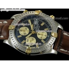 Breitling Choromat Evoluliton V3 Chronograh - Black Dial - Bi Tone - Brown Leather Strap