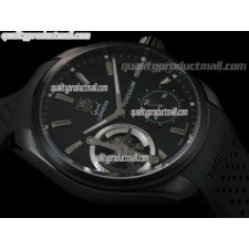 Tag Heuer Pendulum Handwound Watch-Black Dial Silver Stick Markers-Black Rubber strap