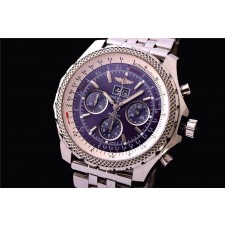 Breitling Bentley 6.75 Big Date Chronograph-Blue Dial Blue Subdials-Stainless Steel Bracelet