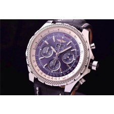 Breitling Bentley 30S Chronograph-Blue Dial Blue Subdials-Black Leather strap 