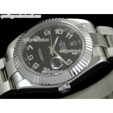 Rolex Datejust II 41mm Swiss Automatic Watch-Black Dial Numeral Hour Markers-Stainless Steel Oyster Bracelet