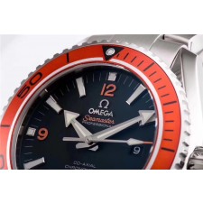 Omega Sea-Master Automatic Ultimate-Black Dial Orange Bezel-Brushed Stainless Steel Strap