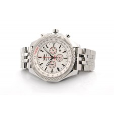 Breitling Bentley 30 S Swiss Automatic Watch- White Dial Steel Strap