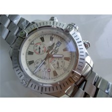 Breitling Blacksteel Super Avenger 48MM-White Dial White Subdials-Stainless Steel Pro II Strap