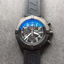 Breitling Blacksteel Super Avenger Limited Edition-Black Dial Black Subdials-Black Rubber Strap 