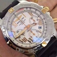 Breitling Chronomat B01 Automatic Chronograph-White Dial Roman Numerals-Black Rubber Strap