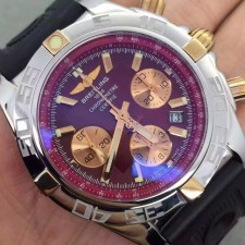 Breitling Chronomat B01 Automatic Chronograph-Red Dial Gold Ring-Black Rubber Strap