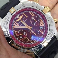 Breitling Chronomat B01 Automatic Chronograph-Red Dial Roman Numerals-Black Rubber Strap