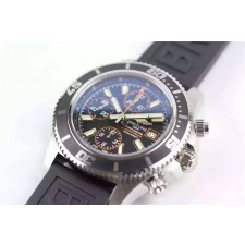 Breitling SuperOcean Swiss Automatic Chronograph-Orange Hand Black Rubber Strap