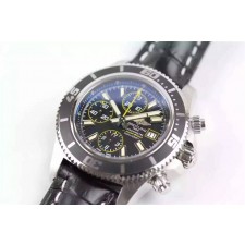 Breitling SuperOcean Swiss Automatic Chronograph-Yellow Hand Black Rubber Strap