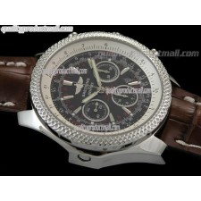 Breitling Bentley 30S Chronograph-Black Dial Black Subdials-Brown Leather strap 