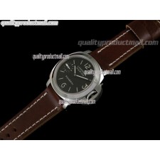 Panerai PAM111 Handwound Watch-Black Dial/Subdials-Brown Calf Leather Strap