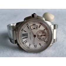 High-end Replica Cartier Watches - Calibre De Cartier  Silver White Dial 