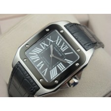 Cartier Santos 100th Anniversary Model - Black Dial black leather strap 