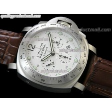 Panerai Luminor Daylight PAM251 Chronograph-White Dial, White Subdials-Brown Leather Strap