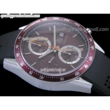 Tag Heuer Carrera 41MM Automatic Chronograph-Brown Dial White Ring subdials-Black Rubber Strap