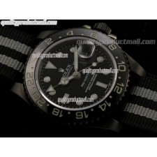 Rolex GMT II Pro Hunter Bi Tone Automatic Watch-Black dial  Large Dot Hour Markers-Nylon NATO Strap