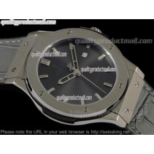 Hublot Classic Fusion Swiss Automatic Watch-Black Dial Date Window-Gummy Alligator Leather Strap