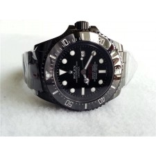 Rolex Sea Dweller Deep Sea Pro Hunter Automatic Watch-Black Dial White Dot Markers-Black PVD Coated Stainless Steel Oyster Brusher Bracelet