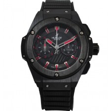 Hublot King Power Chronograph-Grey Texture Dial Red Index Hour Markers-Black Rubber Strap