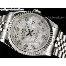 Rolex Datejust 36mm Swiss Automatic Watch-Black and White Circular Dial Roman Numeral Hour Markers-Stainless Steel Jubilee Bracelet