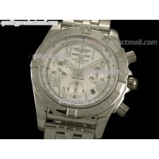 Breitling Chronomat B01 Chronograph-White Dial Roman Numeral Hour Markers-Stainless Steel Bracelet